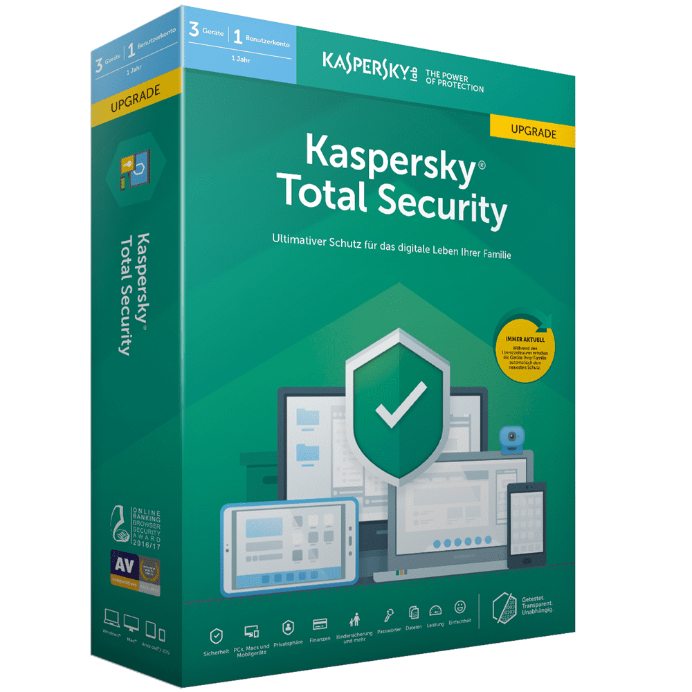 Kaspersky Total Security 2023 Upgrade 3 Geräte 2 Jahre